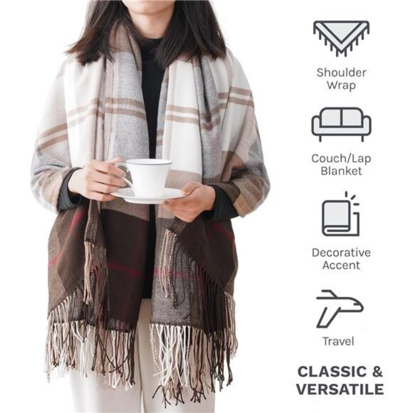 Brown Plaid Throw Blanket Buffalo Check Lightweight Cozy Couch Bed Sofa Blanket - Picture 6 of 7